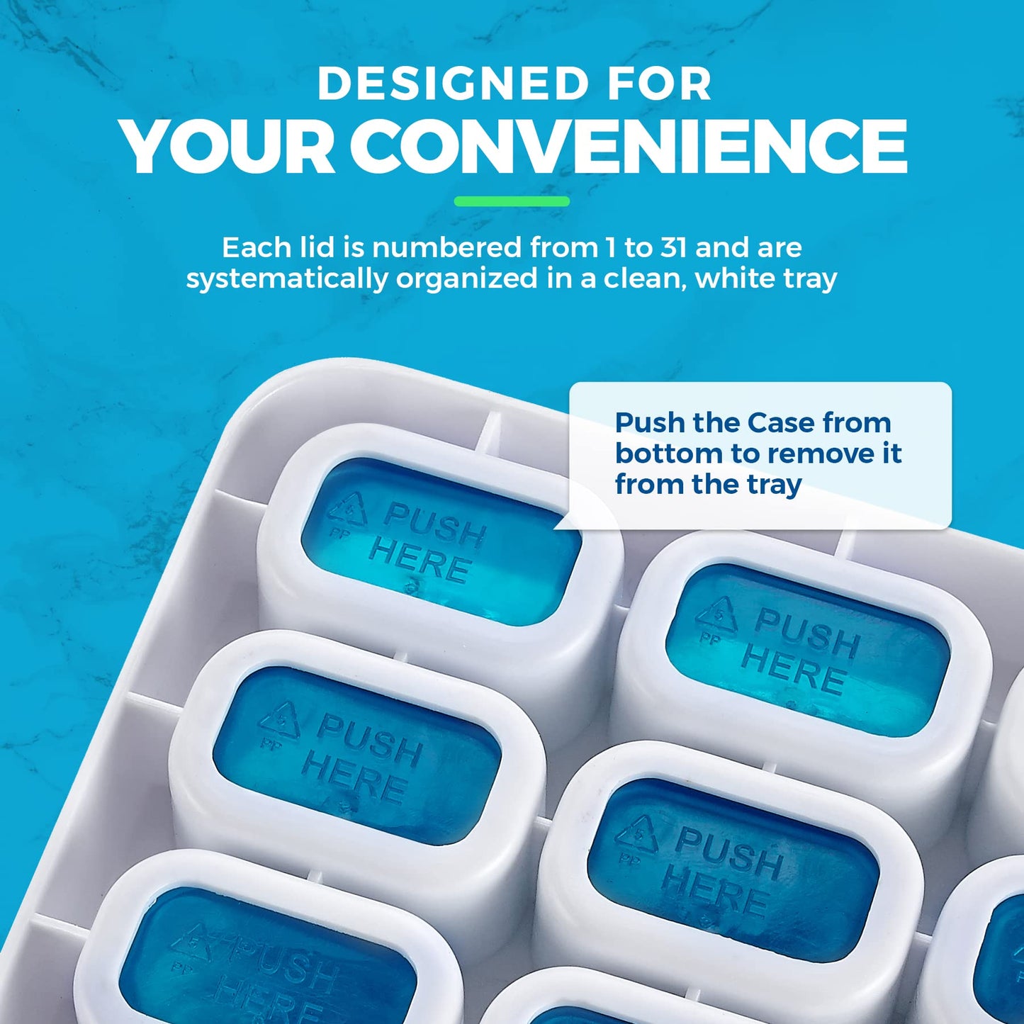 Monthly Pill Organizer - 31 Day Pill Organizer with Large Removable Medication Pods, Portable Pill Case Box and Holder for Daily Medicine and Vitamins, Great for Travel by