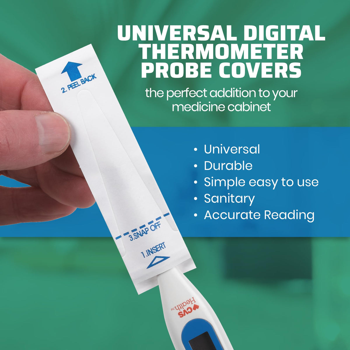 Thermometer Probe Covers - Pack of 200 | Universal and Disposable Probe Cover Box for Digital Thermometer for Accurate Sanitary Oral, Rectal and Underarm Digital and Glass Thermometers Reading