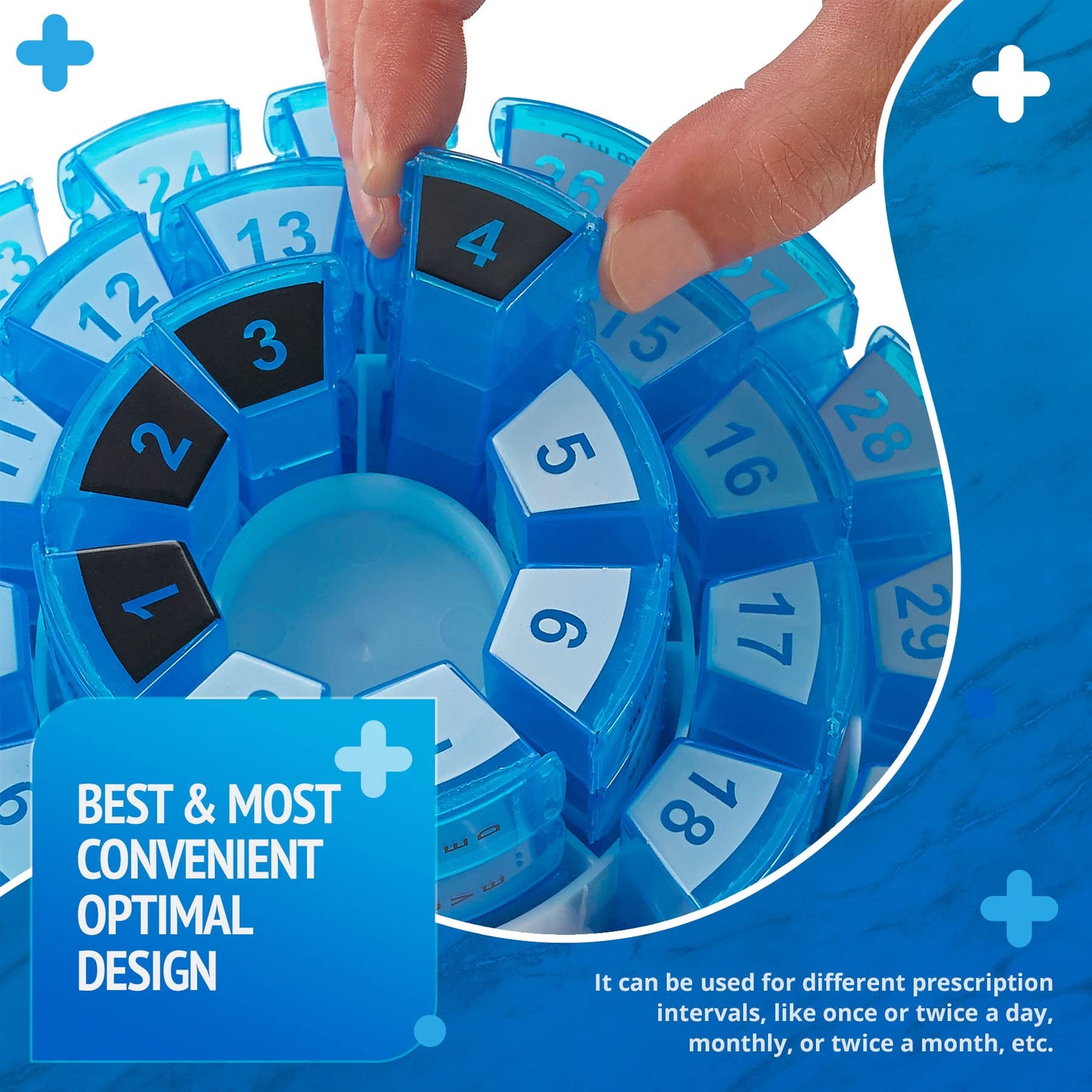 Monthly Pill Box by - Smart Prescription Organization with Multiple Daily Doses Section, Removable Compartments Perfect for Travelling