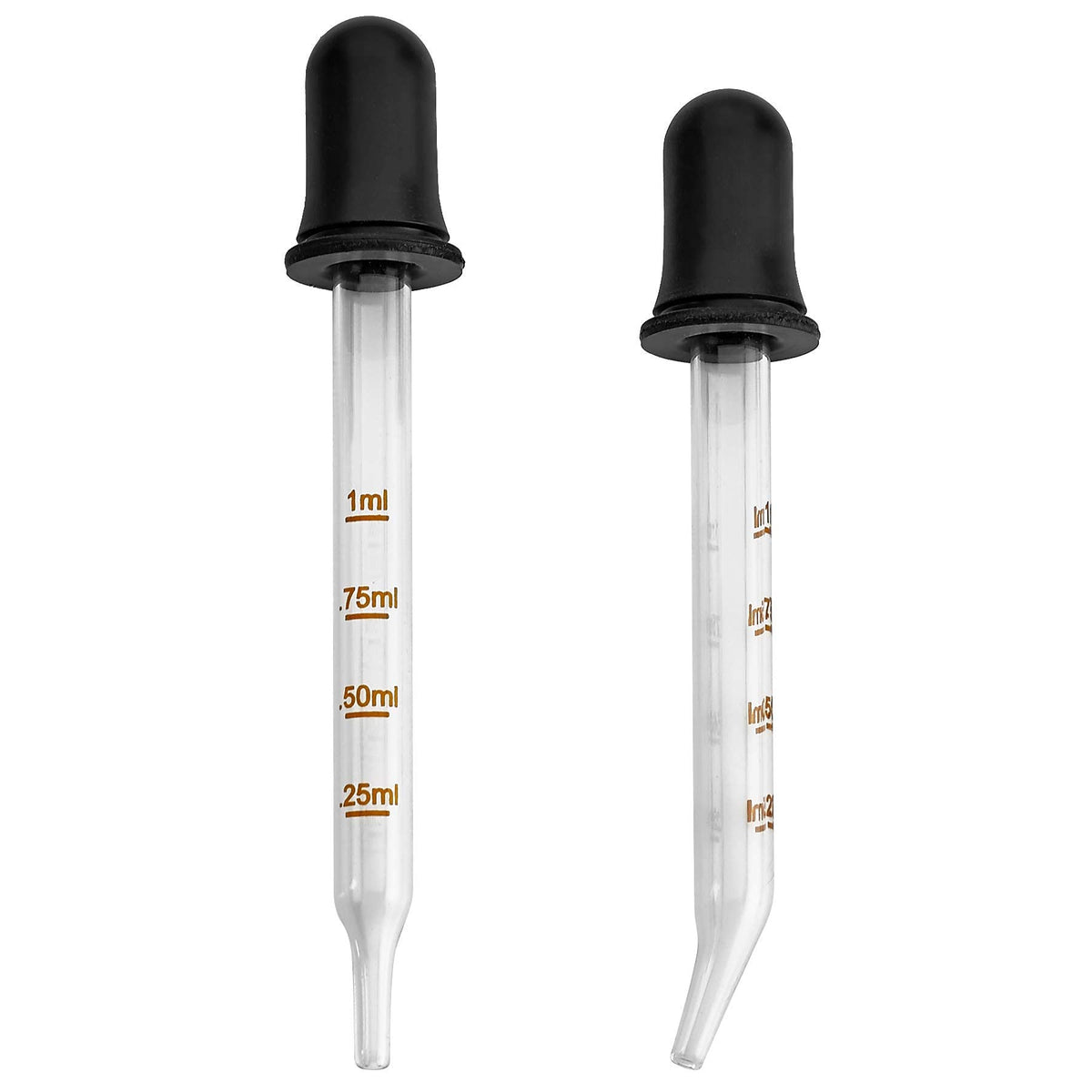 Eye Dropper - (Pack of 200 Bulk) Bent & Straight Tip Calibrated Glass Medicine Droppers for Medications or Essential Oils Pipette Dropper for Accurate Easy Dose and Measurement (1 mL Capacity)