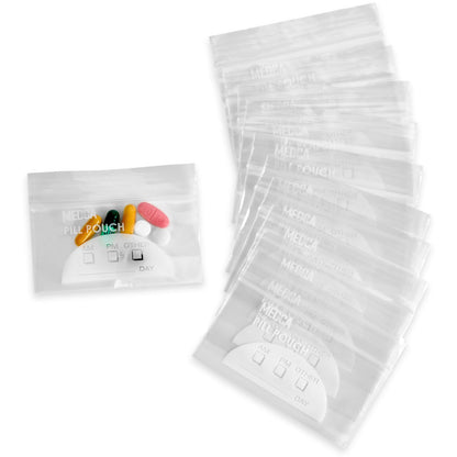 Pill Pouch Bags - (Pack of 100) 4'' x 2.75" - 3 Mil BPA-Free, Poly Bag Disposable Zipper Pills Baggies, Daily AM PM Trav
