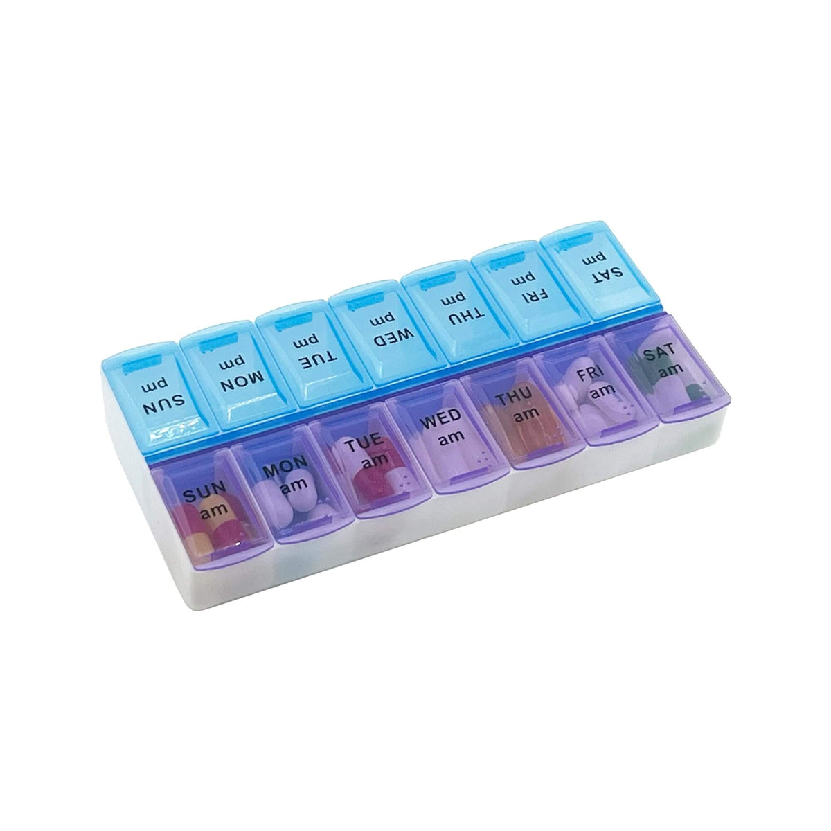 Pill Organizers - Small Pill Organizer with Weekly and Daily 2-Times-A-Day Compartments for AM / PM - BPA-Free, Portable