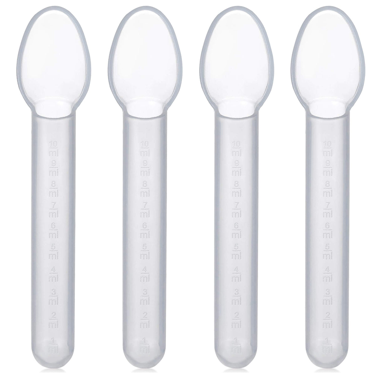 Calibrated Medicine Spoon for Kids, Baby & Toddler - (Pack of 4) - 2 Tsp/10 mL Capacity Plastic Oral Liquid Dose Medicat