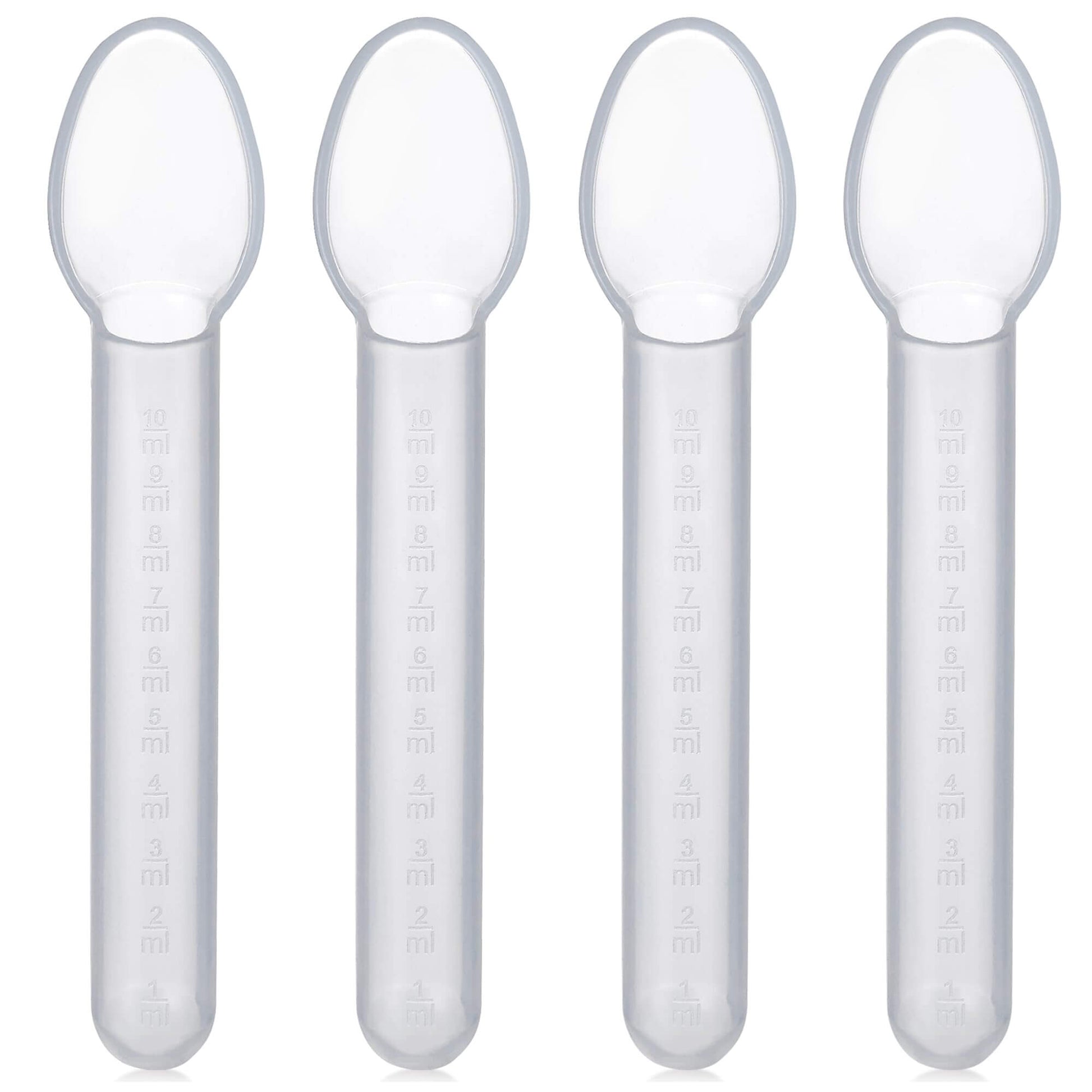 Calibrated Medicine Spoon for Kids, Baby & Toddler - (Pack of 4) - 2 Tsp/10 mL Capacity Plastic Oral Liquid Dose Medicat