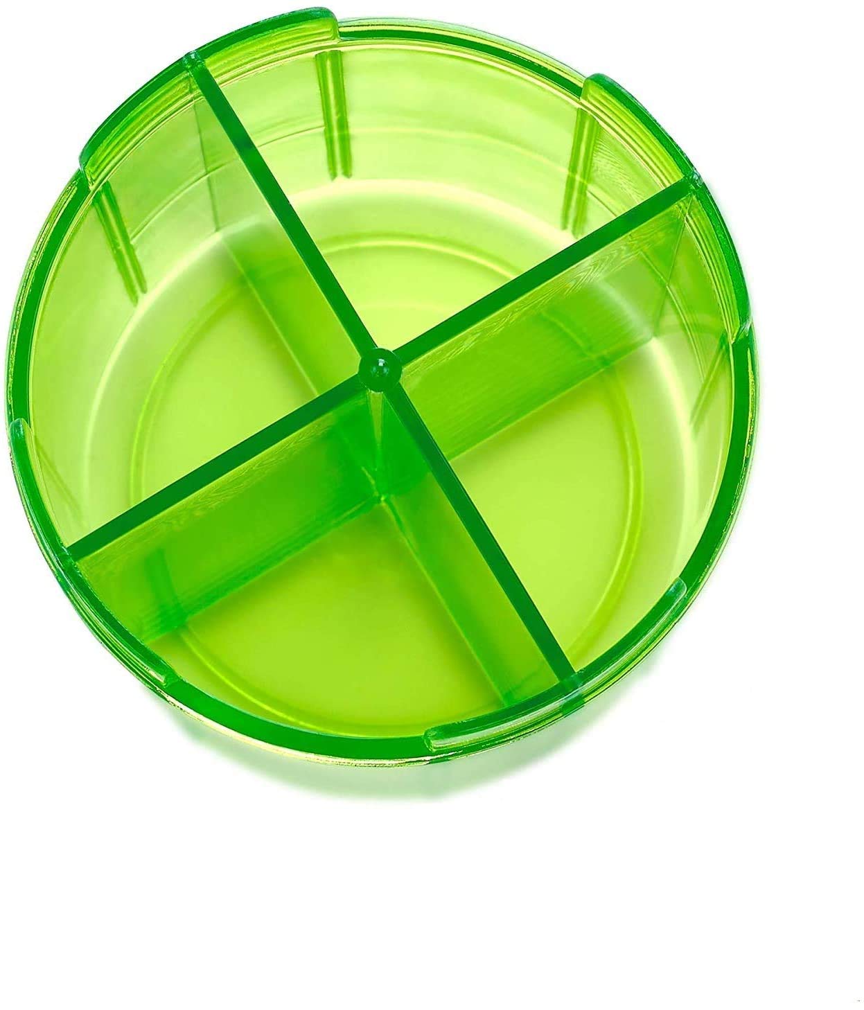 Round Pill Organizer Dispenser - Pill Boxes with 4 Compartments for Medication, Vitamins & Supplements Bottle Daily Pill Case Reminder Box