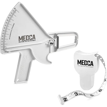 Pro Skinfold Caliper and Body Measurement Tape - Precision Body Fat Tool Plus BMI Chart - Accurately Measure and Gauge B