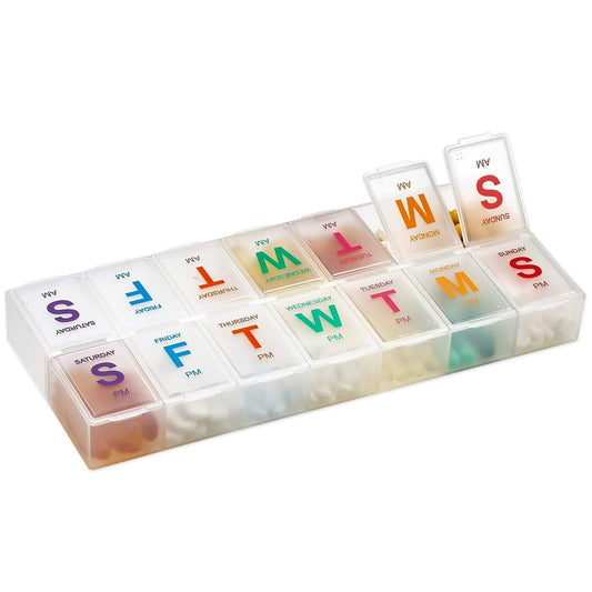 Extra Large Pill Organizer - Pill Box 7 Day Weekly Pill Organizer 2 Times a Day and AM PM Daily Pill Organizer Case for 