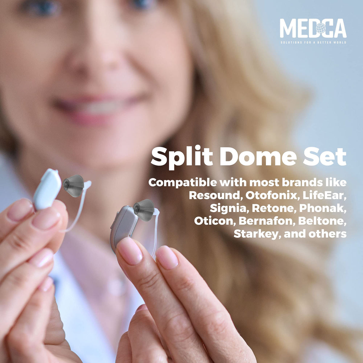 Hearing Aid Standard Receiver Tulip Domes Compatible with GN Resound Sure Fit - Universal Invisible Tip Replacement Ear Domes for BTE PSAP Hearing Amplifiers and Open Fit Models (10)