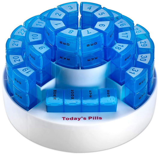 Monthly Pill Box by - Smart Prescription Organization with Multiple Daily Doses Section, Removable Compartments Perfect 