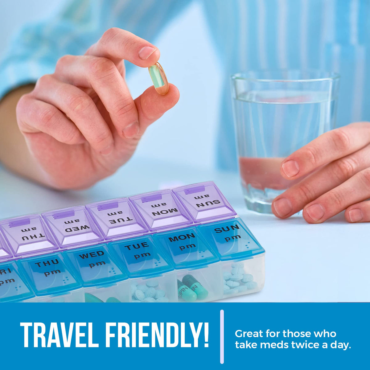 Weekly Pill Organizer, Twice-a-Day, Pack of 40