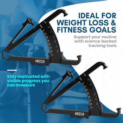 Skinfold Body Fat Caliper - Skin Fold Body Fat Analyzer and Handheld BMI Measurement Tool Skinfold Caliper Device Measures Body Fat for Men and Women by - (Pack of 2, Black)