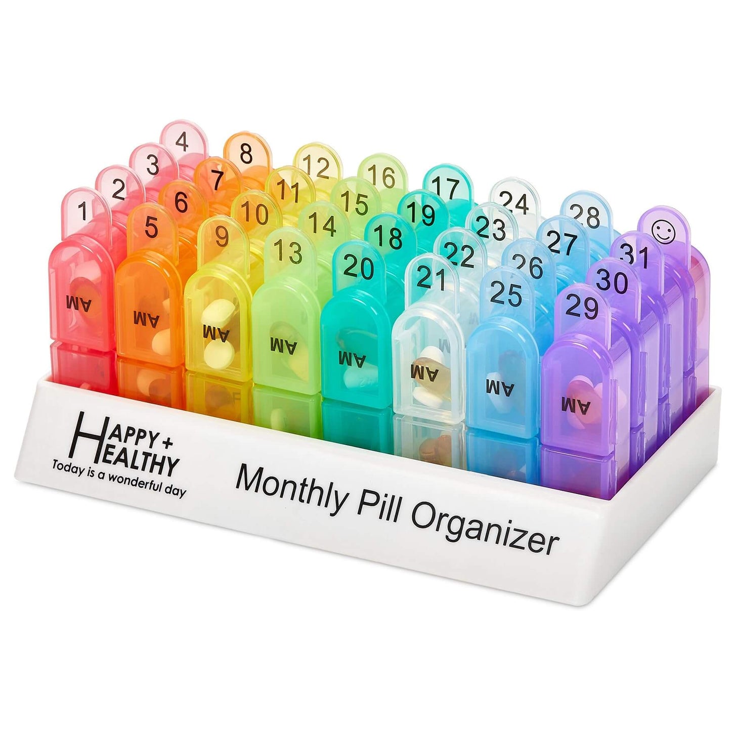 Monthly Pill Organizer 2 Times a Day, 30 Day Pill Box AM PM, Morning and Night One Month Pill Box Organizer with Daily R