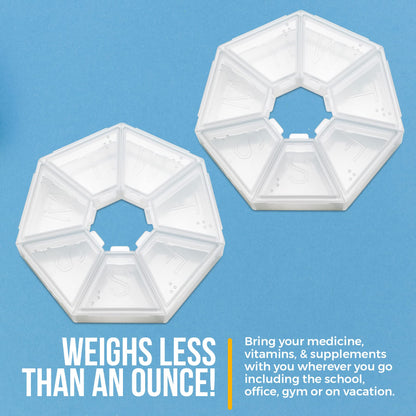 Weekly Pill Organizer Clear 7-Sided Pill Reminder, Round Shaped PACK OF 2