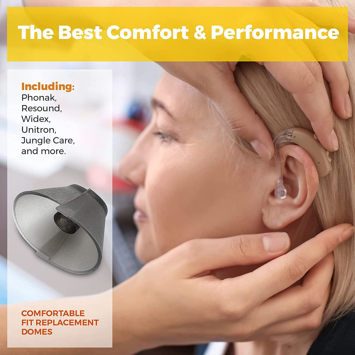 Hearing Aid Standard Receiver Tulip Domes Compatible with GN Resound Sure Fit - Universal Invisible Tip Replacement Ear Domes for BTE PSAP Hearing Amplifiers and Open Fit Models (20)