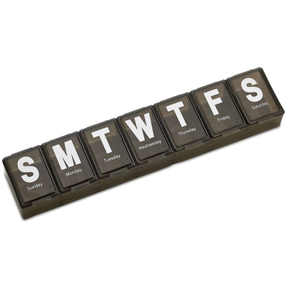 Weekly Pill Organizer - Extra Large with Easy to Read Jumbo Letters Vitamin Container, BPA Free - Daily Travel 7 Day Med