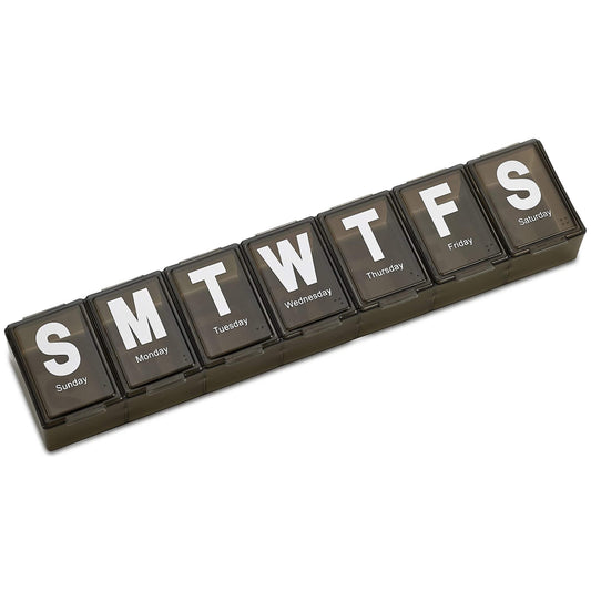 Weekly Pill Organizer - Extra Large with Easy to Read Jumbo Letters Vitamin Container, BPA Free - Daily Travel 7 Day Med