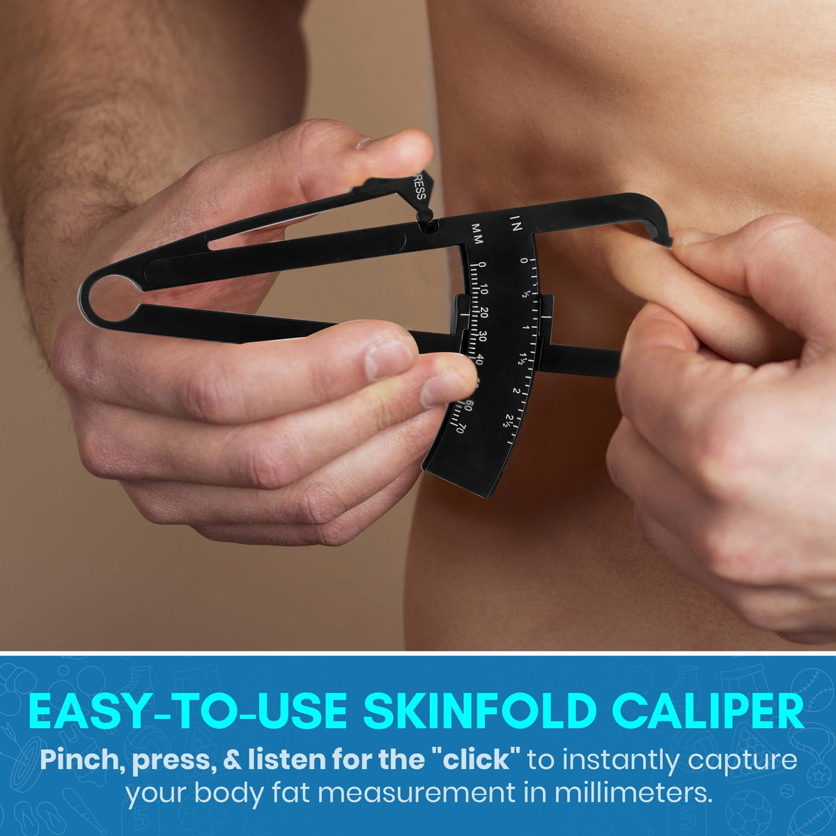 Skinfold Body Fat Caliper - Skin Fold Body Fat Analyzer and Handheld BMI Measurement Tool Skinfold Caliper Device Measures Body Fat for Men and Women by - (Pack of 2, Black)