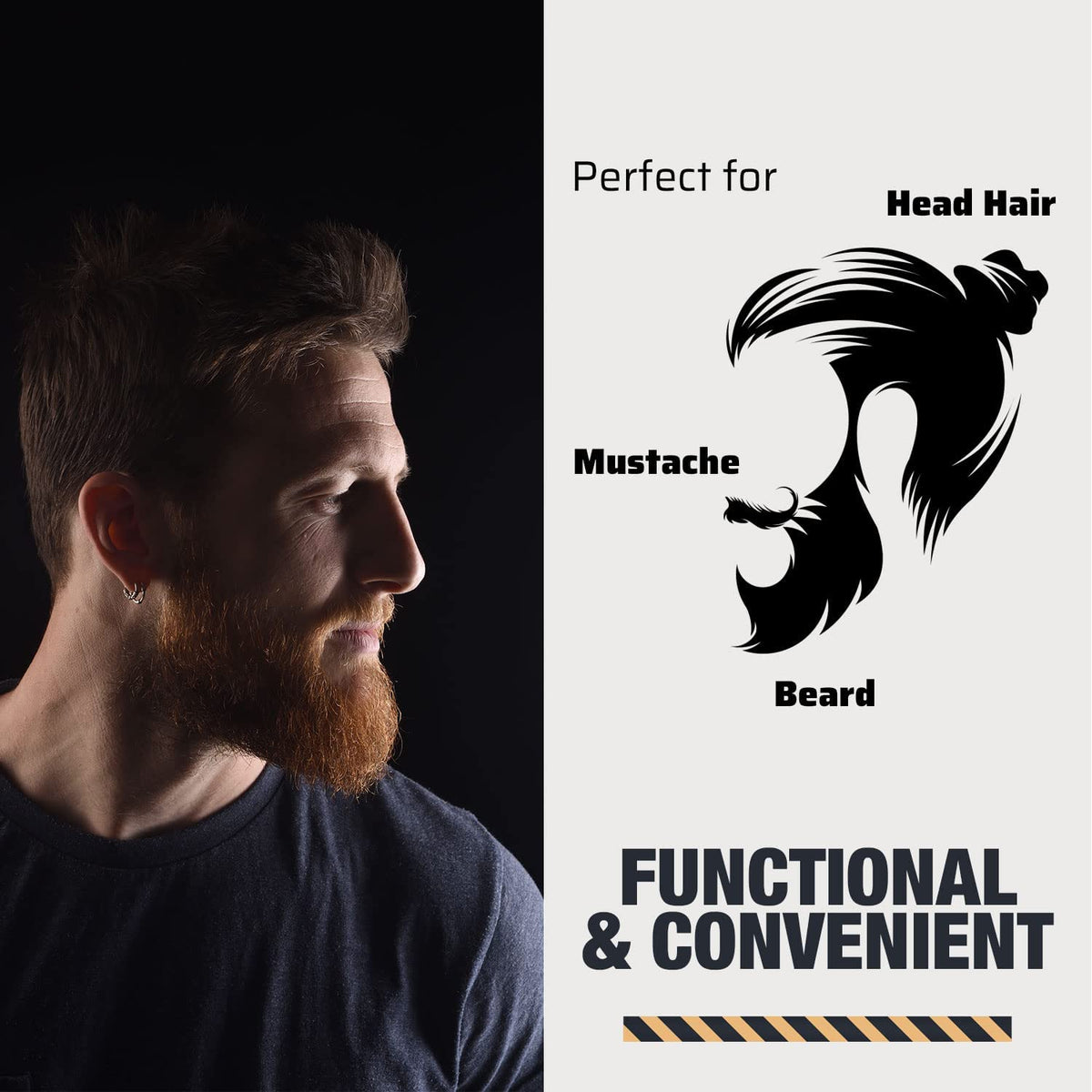 Wooden Beard and Comb Set for Men - Perfect for Beards Head Hair and Mustaches Men's Grooming Kit for Styling, Applying Beard Oils and Balms for Better Hair Care Growth and Impressive Hair Health
