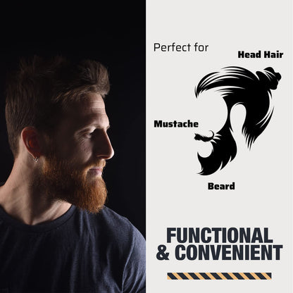 Wooden Beard and Comb Set for Men - Perfect for Beards Head Hair and Mustaches Men's Grooming Kit for Styling, Applying Beard Oils and Balms for Better Hair Care Growth and Impressive Hair Health