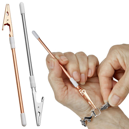 Jewelry Helper - (Pack of 2) 6" Fastening and Hooking Tool for Bracelets, Watches, Necklaces and Other Jewelry Clasps or Closures - Buddy Helps Prevent Wrist Strain for Limited Mobility and Arthritis