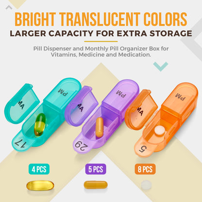 Monthly Pill Organizer 2 Times a Day, 30 Day Pill Box AM PM, Morning and Night One Month Pill Box Organizer with Daily Removable 31 Day Pill Organizers and Organizing Tray
