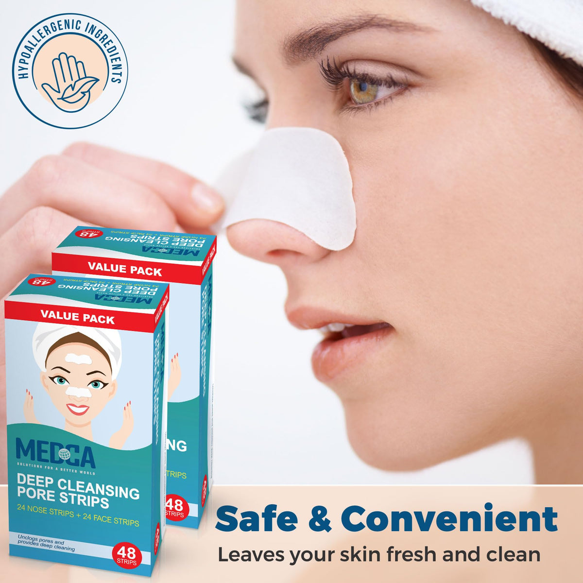 Deep Cleansing Blackhead Pore Strips - Pack of 96 Peel - Off Blackhead Remover and Pore Unclogging Strips for Nose and Face, Chin, Forehead & Healthier Looking Skin