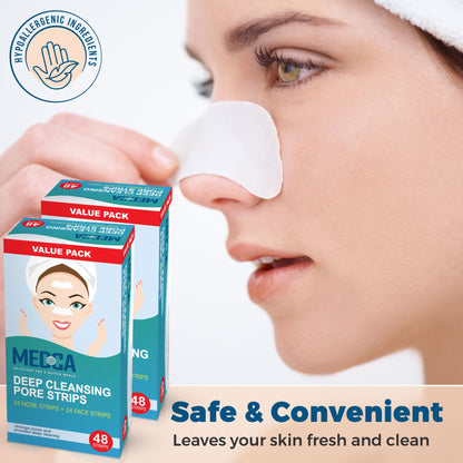 Deep Cleansing Blackhead Pore Strips - Pack of 96 Peel - Off Blackhead Remover and Pore Unclogging Strips for Nose and Face, Chin, Forehead & Healthier Looking Skin