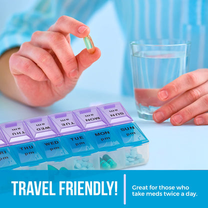 Weekly Pill Organizer, Twice-a-Day, 1 Pill Organizer Extra Large