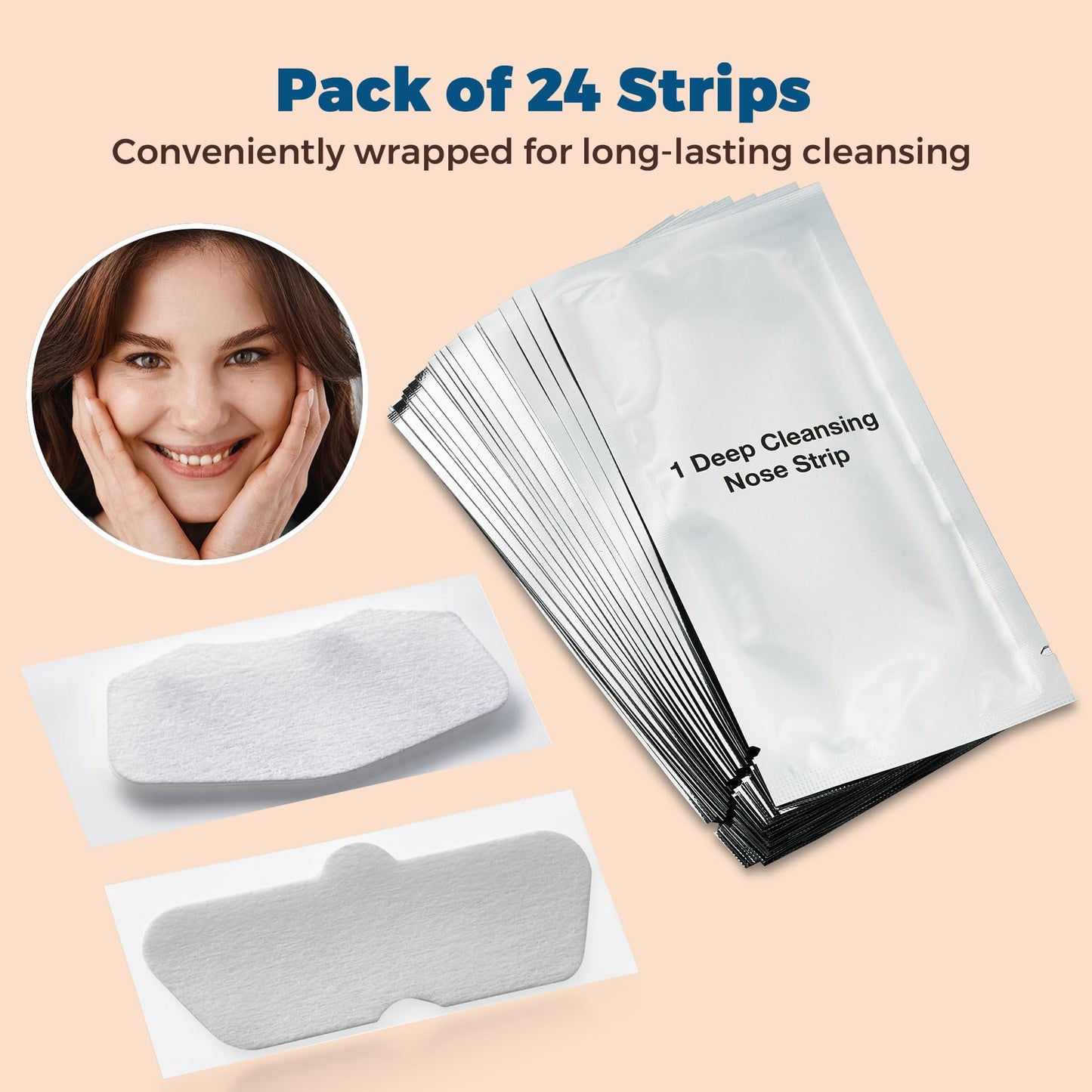 Deep Cleansing Blackhead Pore Strips - Pack of 24 Peel - Off Blackhead Remover and Pore Unclogging Strips for Nose and Face, Chin, Forehead & Healthier Looking Skin