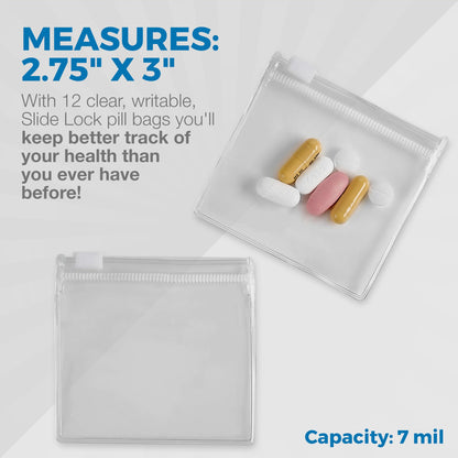 Zippered Pill Pouch Bags - 240 Pcs, Slide Lock Clear Plastic Mini Bags, BPA-Free for Pills Vitamins, Supplements, Medications, Jewelry, Crafts, Small Objects - Self-Sealing, Reusable, Travel-Friendly