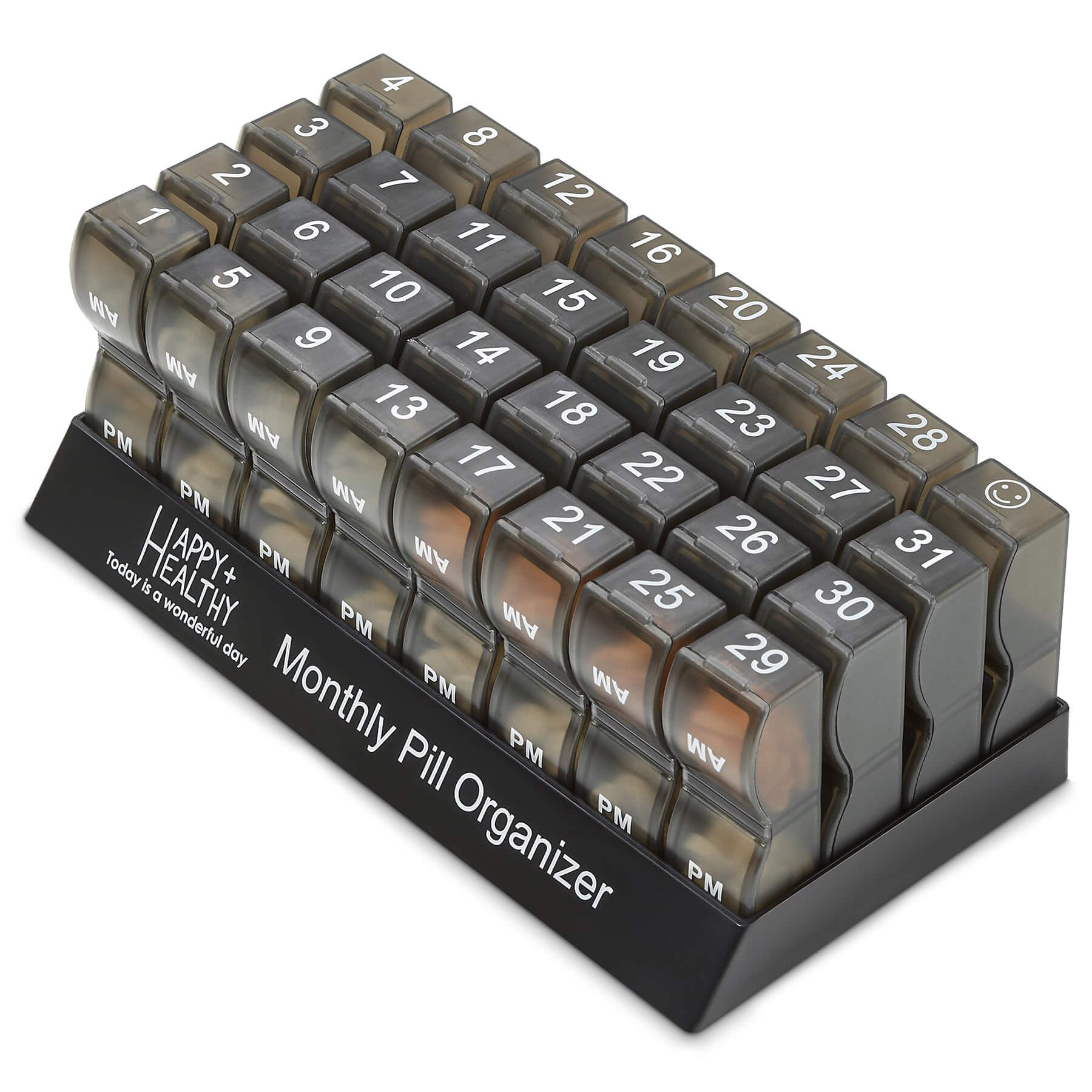 Monthly Pill Organizer - Am/Pm Daily Pill Organizer 32 Compartments for Each Day, Pill Dispenser and Dispenser Caddy Tha