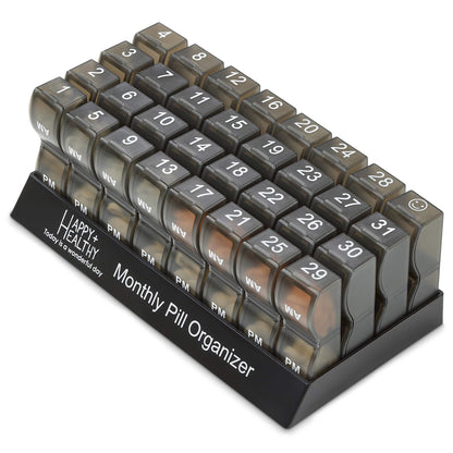 Monthly Pill Organizer - Am/Pm Daily Pill Organizer 32 Compartments for Each Day, Pill Dispenser and Dispenser Caddy Tha