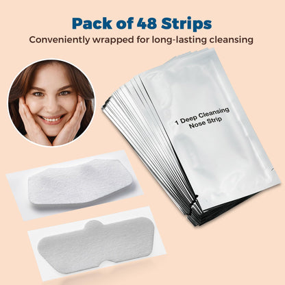 Deep Cleansing Blackhead Pore Strips - Pack of 48 Peel - Off Blackhead Remover and Pore Unclogging Strips for Nose and Face, Chin, Forehead & Healthier Looking Skin