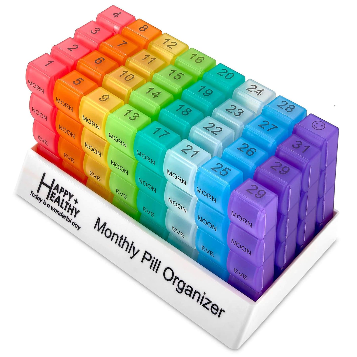 Month Pill Box Organizer - 4 Times-a-Day Morning-Noon-Evening-Night - Large 32 Daily Pill Cases with Compartments for Vi