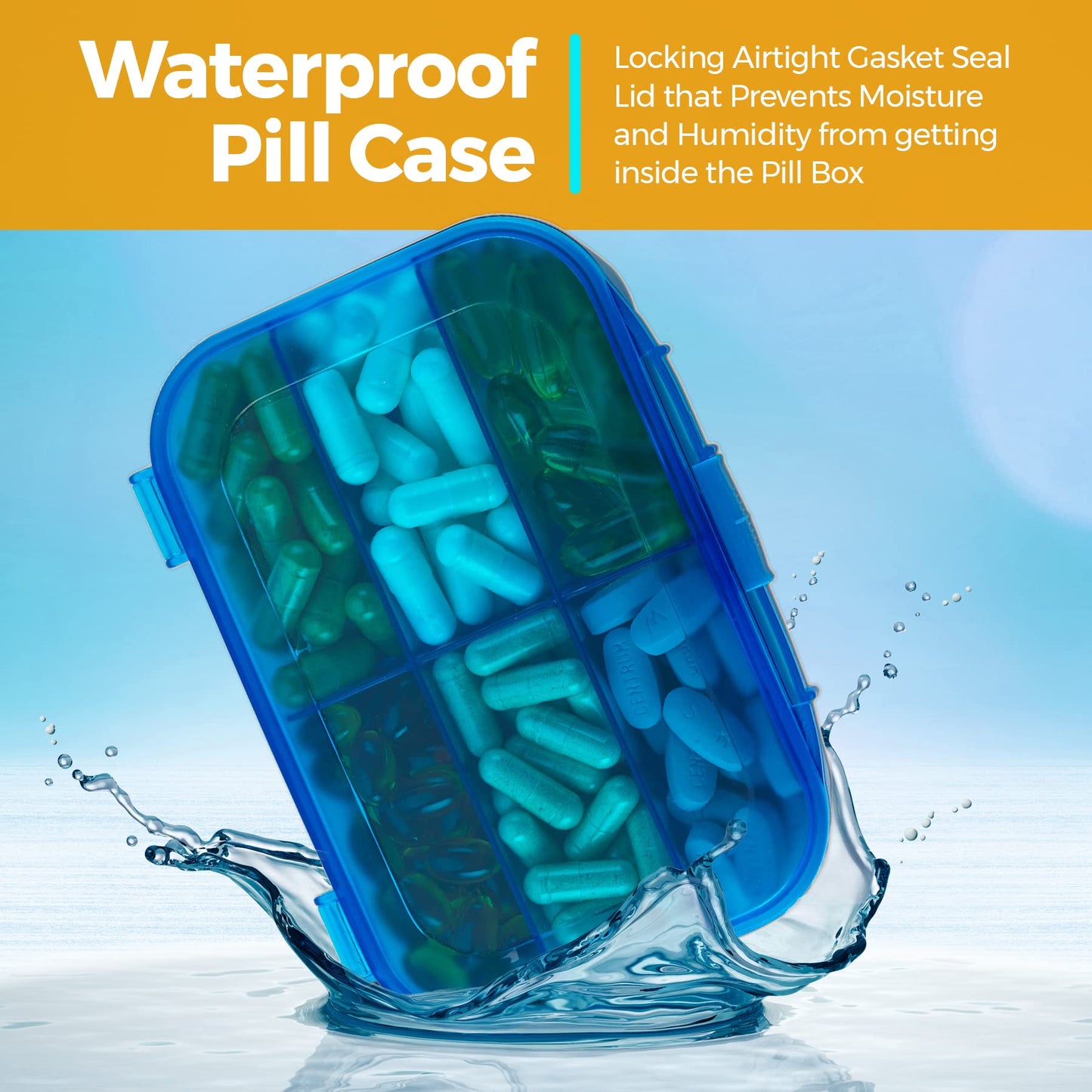 Vitamin Organizer - Travel Pill Organizer Box & 6 Compartment Daily Medicine Case Container for Organizing Your Pills, Medications, Supplements, Vitamins and Fish Oils for Every Day Use by