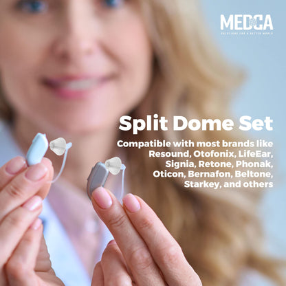 Hearing Aid Standard Receiver Tulip Domes Compatible with GN Resound Sure Fit - 20-Pcs Universal Invisible Tip Replacement Ear Domes for BTE PSAP Hearing Amplifiers and Open Fit Models, Clear