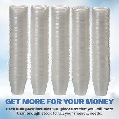 Clear Medicine Cups (1oz) - Pack of 500 - Plastic Disposable Graduated Medicine Cups with Measurements for Medication Arts & Crafts Mouthwash and More