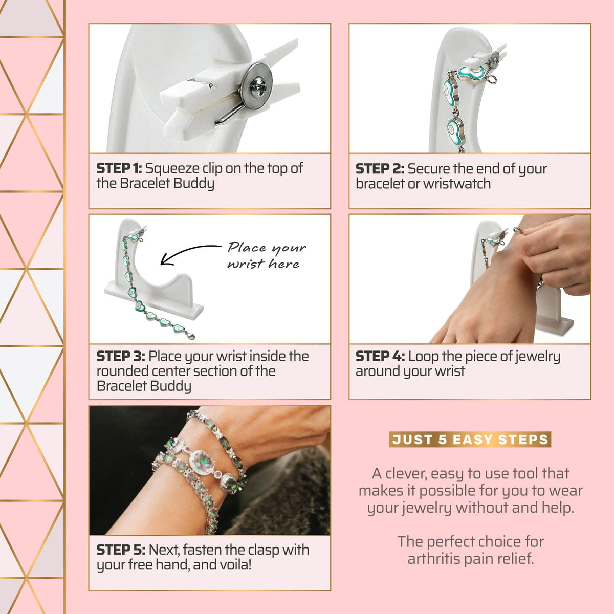 Bracelet Helper Tool to Put on Jewelry Yourself 2 Pack - Easy-to-Use Bracelet Clasp Helper for Costume, Fine Jewelry & Watches - Portable Jewelry Fastener Tool for Women