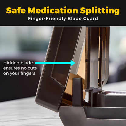 Pill Cutter for Small Pills - Multiple Splitter Pill Cutters for Small to Large Pills, Multi Tablet Split Cutter with Accurate Pill Alignment Cutter, Safety-Blade Guard, Food Grade Stainless Steel