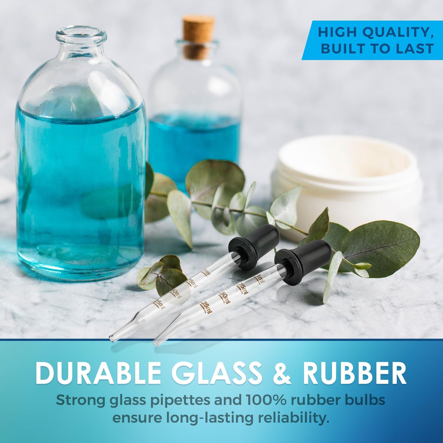 Eye Dropper - (Pack of 4) Bent & Straight Tip Calibrated Glass Medicine Droppers for Essential Oils | Pipette Dropper for Accurate Easy Dose and Measurement (1 mL Capacity)