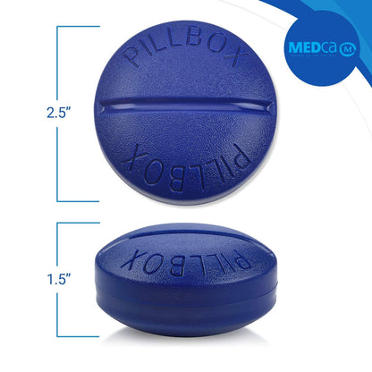 Small Pill Boxes - Pack of 2 - Mini Compact Round Portable 4 Compartment Travel Pills Case Organizer, Vitamin and Medication Dispenser Holder for Up to 4 Times a Day, BPA Free Pill Reminder