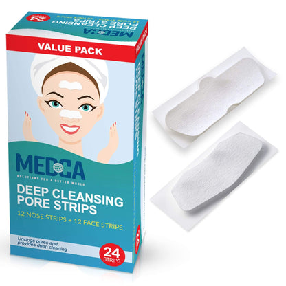 Deep Cleansing Blackhead Pore Strips - Pack of 24 Peel - Off Blackhead Remover and Pore Unclogging Strips for Nose and F