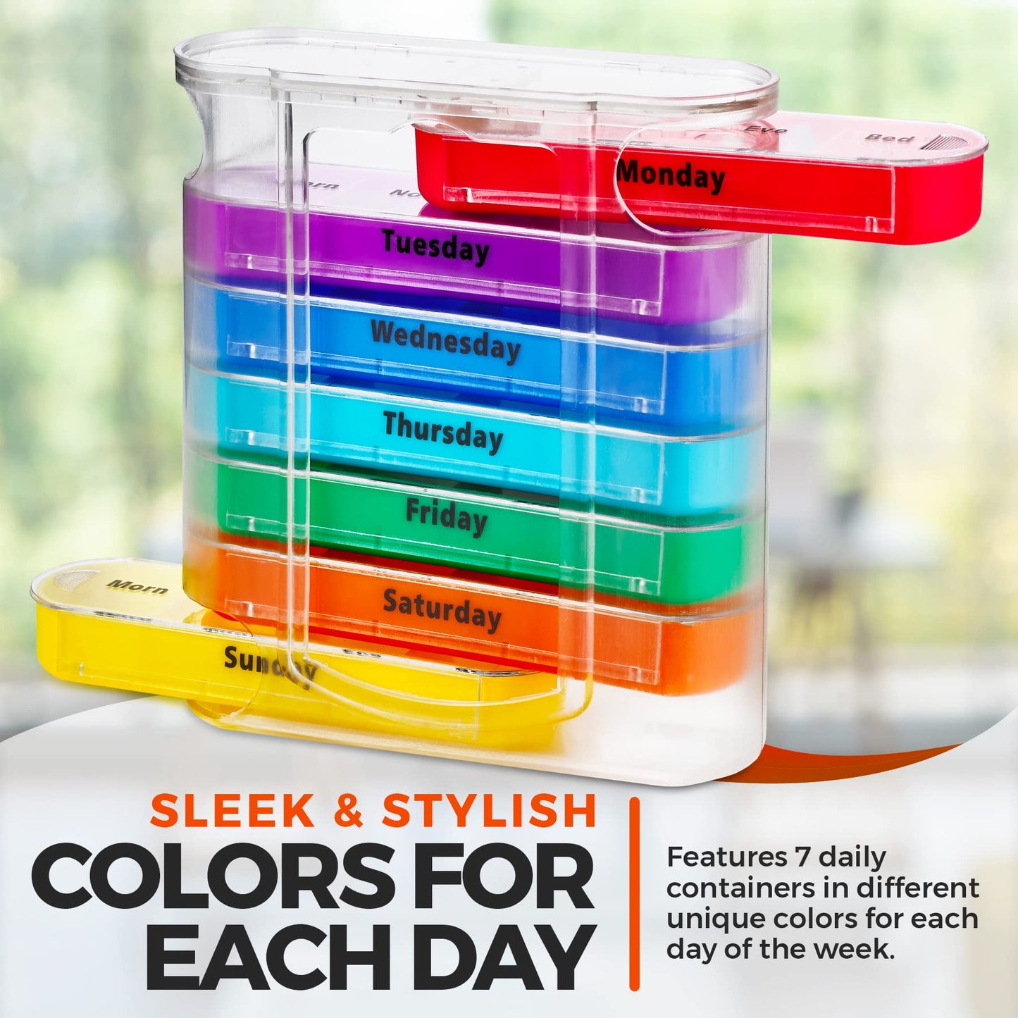 Weekly Pill Organizer, Four Times-a-Day, Pack of 2 Dispensers with Stackable AM/PM Compartments