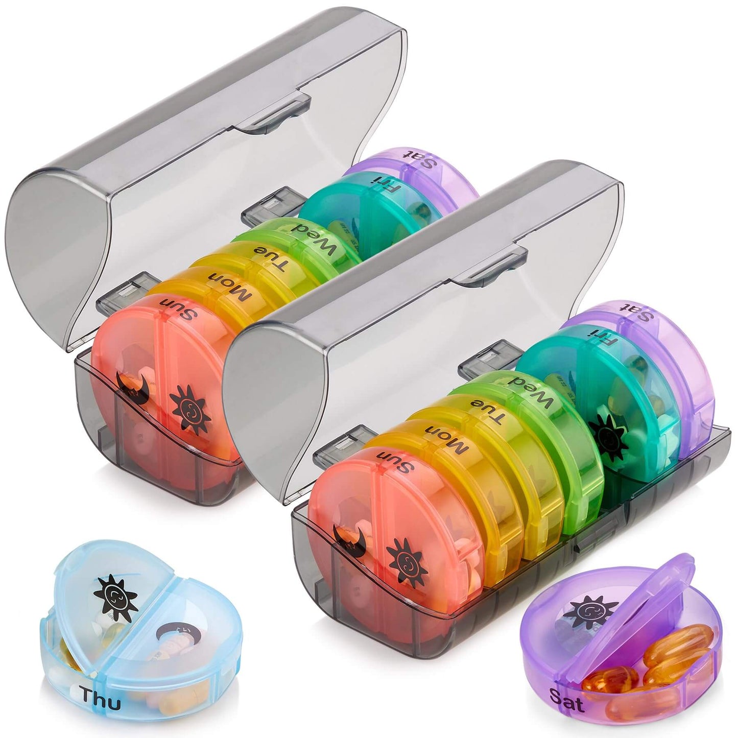 Weekly Pill Organizer - 2 Times-A-Day Compartments - 7 Day AM/PM Pill Container - Portable, Durable and Convenient Trave