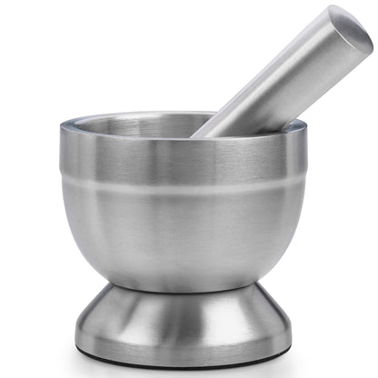 Pill Crusher - 304 Food Grade Stainless Steel Mortar and Pestle Medicine Grinder Set - Non-Slip Splitter to Easily Crush