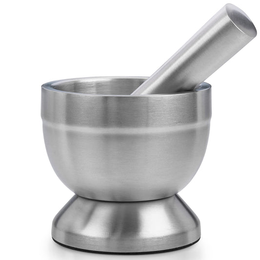 Pill Crusher - 304 Food Grade Stainless Steel Mortar and Pestle Medicine Grinder Set - Non-Slip Splitter to Easily Crush
