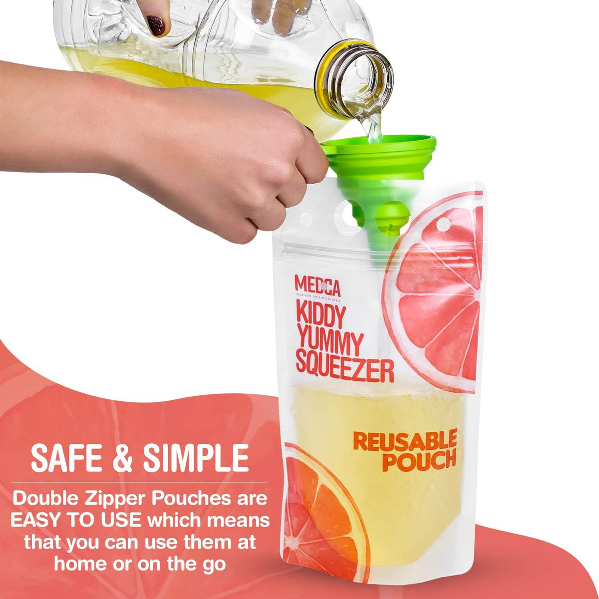 Reusable Drink Pouches - 100 Clear Drink Bags with 100 Straws - Double Zipper Reusable Smoothie Pouches Juice, Clear Zipper Pouch Storage Bags, Leak-Free and BPA Free