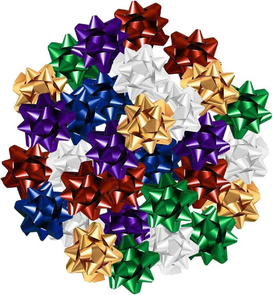1.5" Medium Size Gift Bows – (Pack of 30) Assorted Colored Pre-Made Present Bows - Ready to Use Peel & Stick Solid Color
