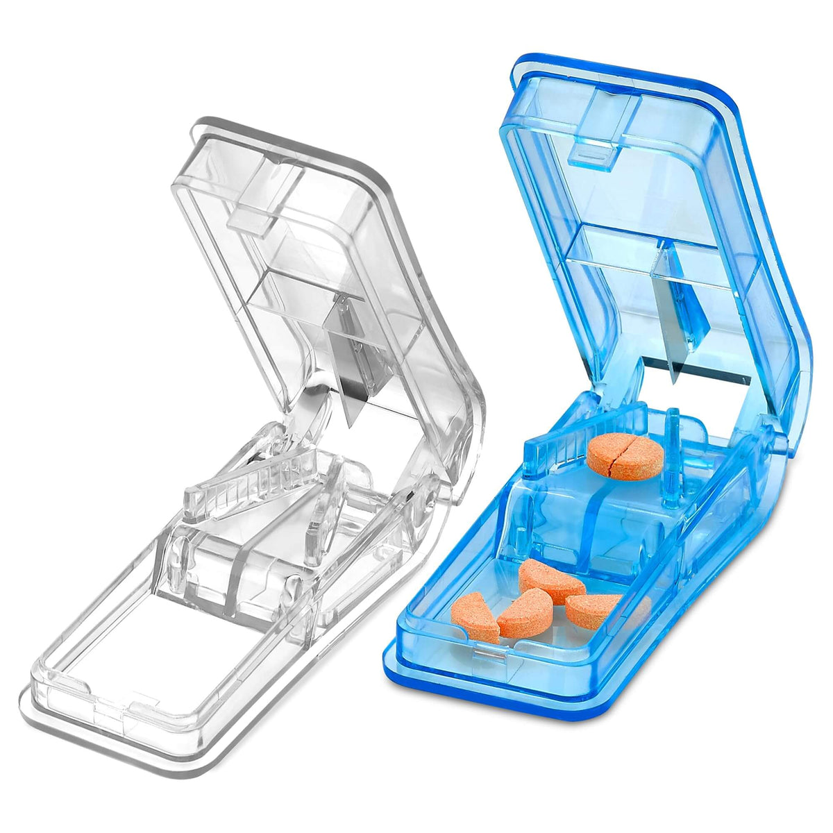 Pill Splitters - (Pack of 2) Pill Cutters with V- Grip for Small and Medication - Easily Cut Pills, Splitter | Cutter an