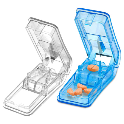 Pill Splitters - (Pack of 2) Pill Cutters with V- Grip for Small and Medication - Easily Cut Pills, Splitter | Cutter an